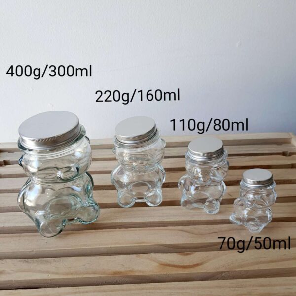 Bear glass jars with metal lid